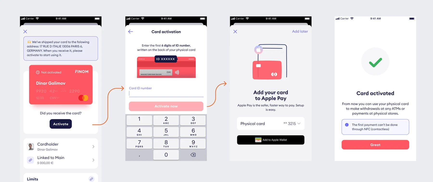 Apple Pay & Google Pay — Finom · Card activation